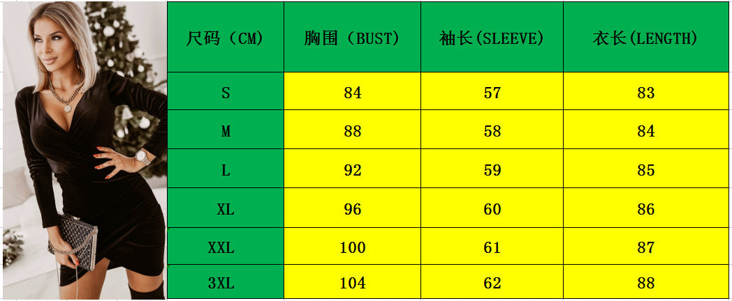 Velvet Mini Dress Red V-neck Bodycon Dresses Elegant Long Sleeve Christmas Party Dress Outfits