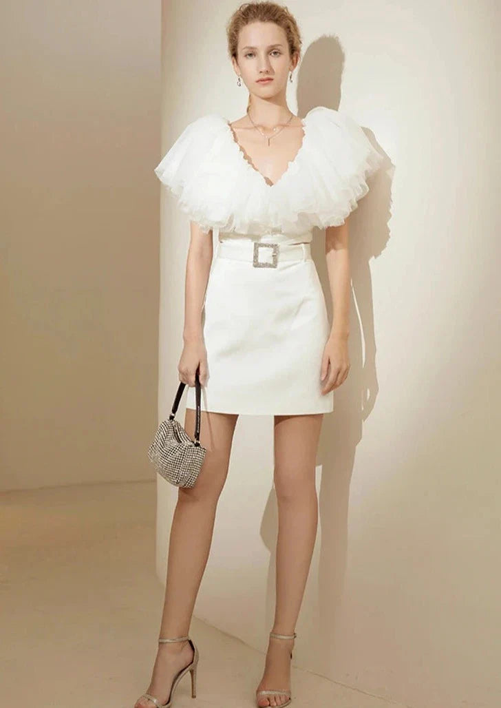 Catriona Ruffle Organza Crop Top