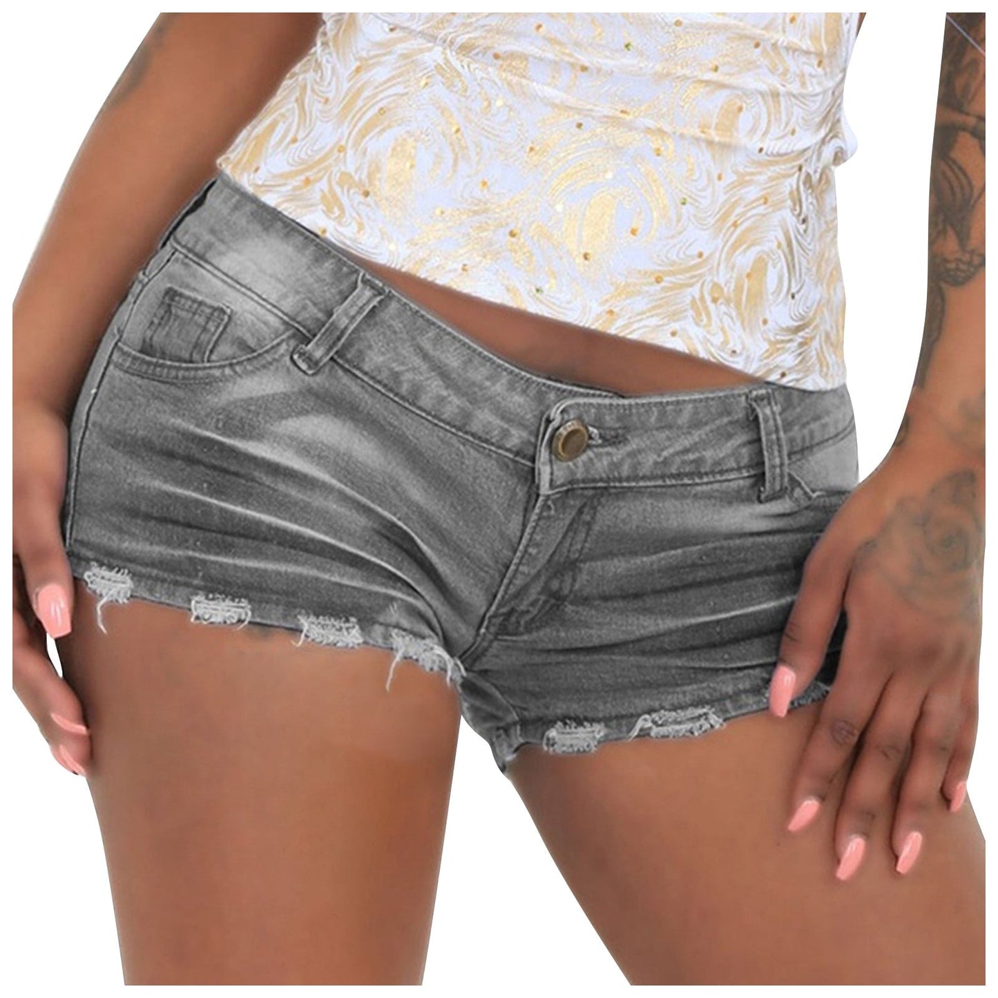 Summer Denim Gray Blue Slim Casual Shorts