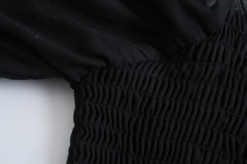 Summer Dresses For  Square Neck Smocked Short Puff Sleeve Vacation Beach Style