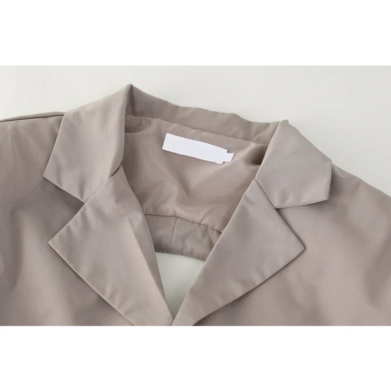 Keyla Ribbon Tie Open Back Cropped Blazer