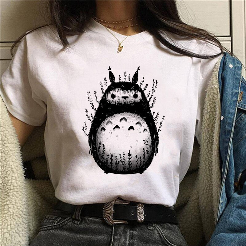 Cute Cartoon Cat Mushroom Print T Shirt