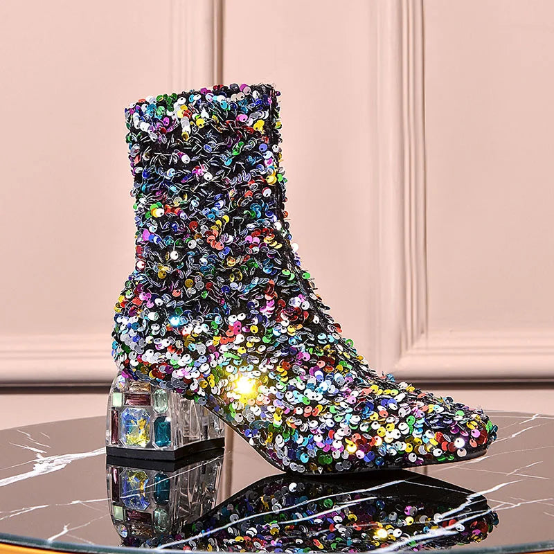 Liosa Colorful Sequin Ankle Boots