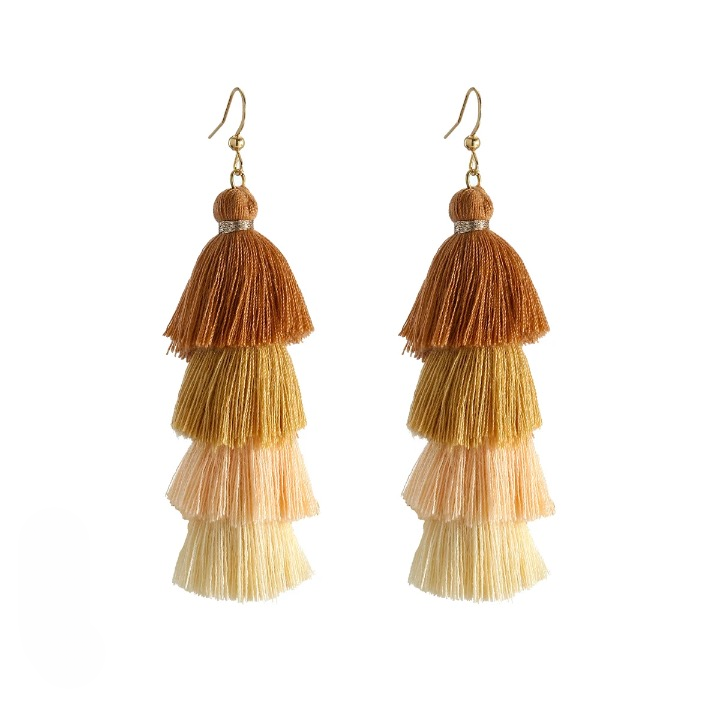Bohemian Multicolor Tiers Tassel Earrings