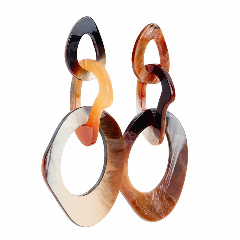 Roma Marble Acetate Chain Link Earrings