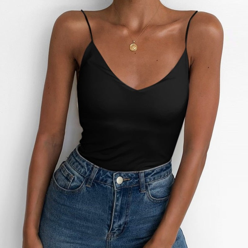 V Neck Basic Cami Top