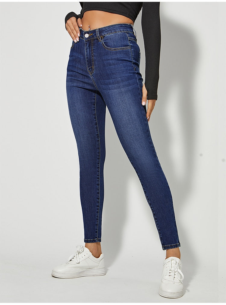 Classic Skinny Jeans High Waist Stretch Jean Fashion Wash Denim Leggings Slim Elastic Pencil Pant