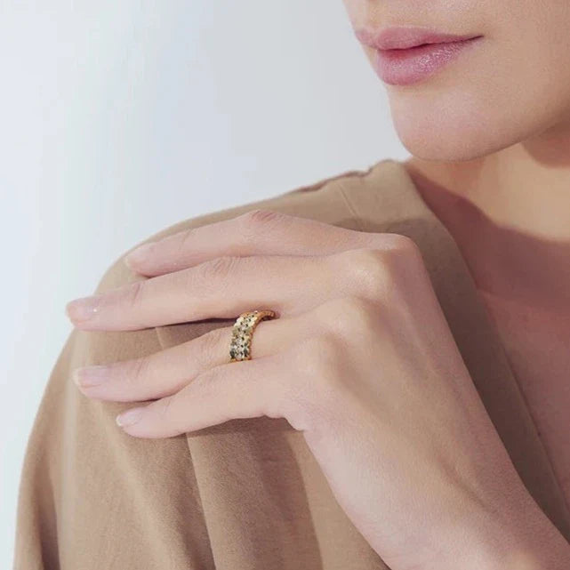 Cubic Zirconia Wave Cut Triple Band Ring