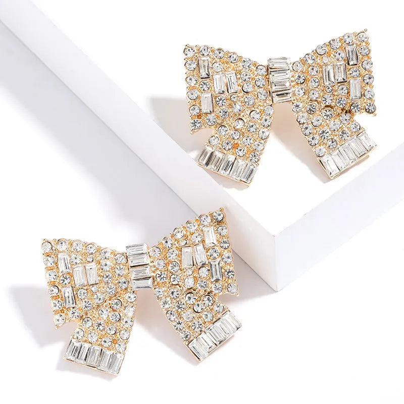 Rhinestone Bowknot Stud Earrings