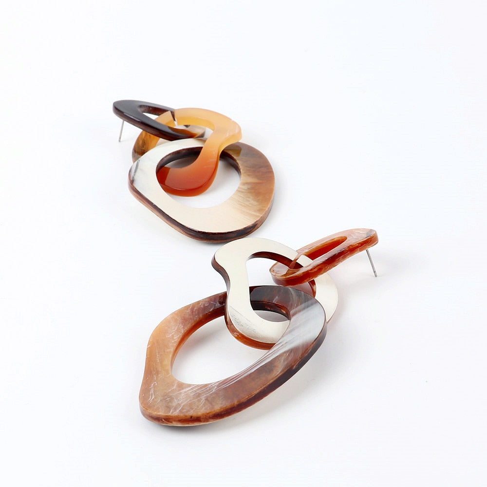 Roma Marble Acetate Chain Link Earrings