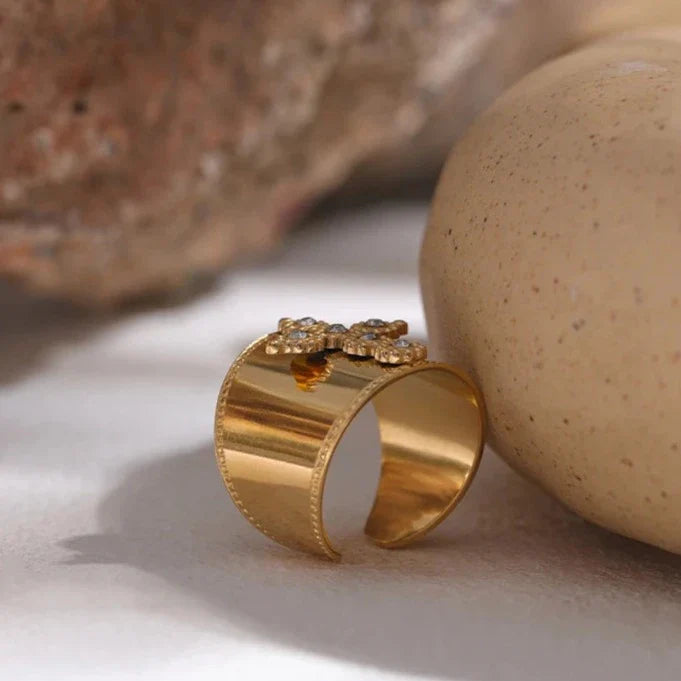 Luxe CZ Cross Brand Band Ring