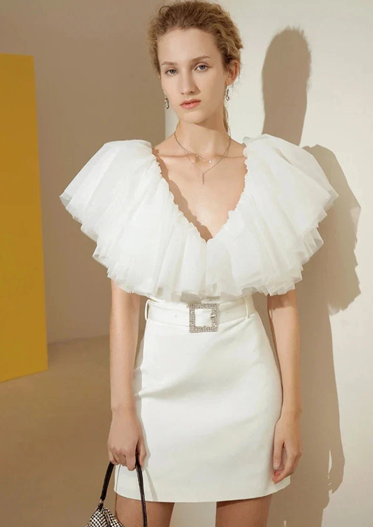 Catriona Ruffle Organza Crop Top