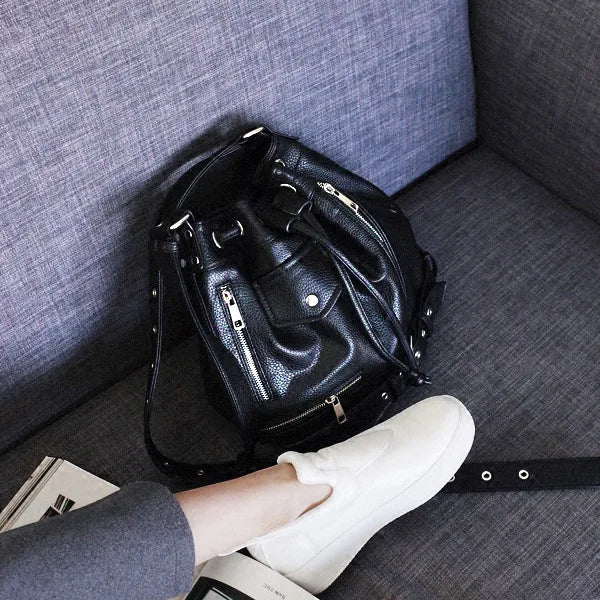 Callie BIker's Jacket Shape Punk Shoulder Bucket Bag