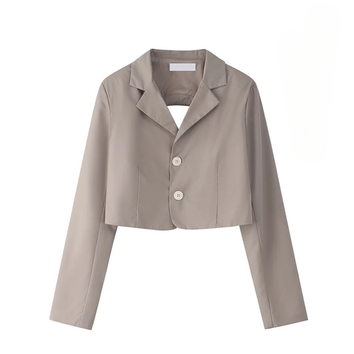 Keyla Ribbon Tie Open Back Cropped Blazer