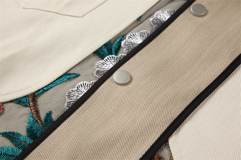 Damian Floral Embroidery Western Denim Jacket