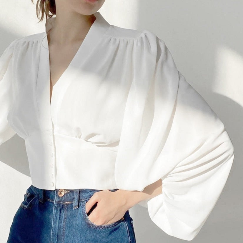 Béatrice Puff Sleeve Empire Blouse - 2 Colors