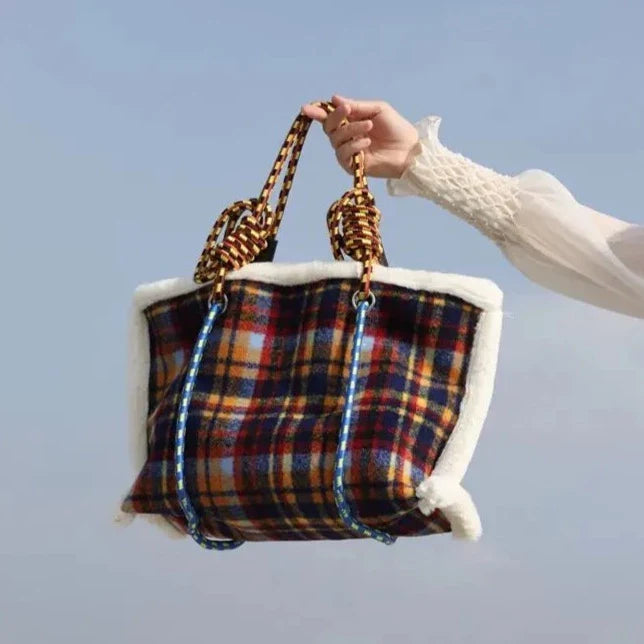 Nesma Ropework Jumbo Felt Tartan Totes