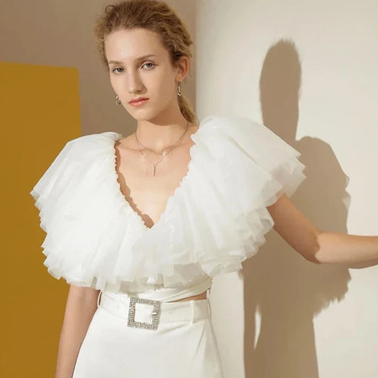 Catriona Ruffle Organza Crop Top