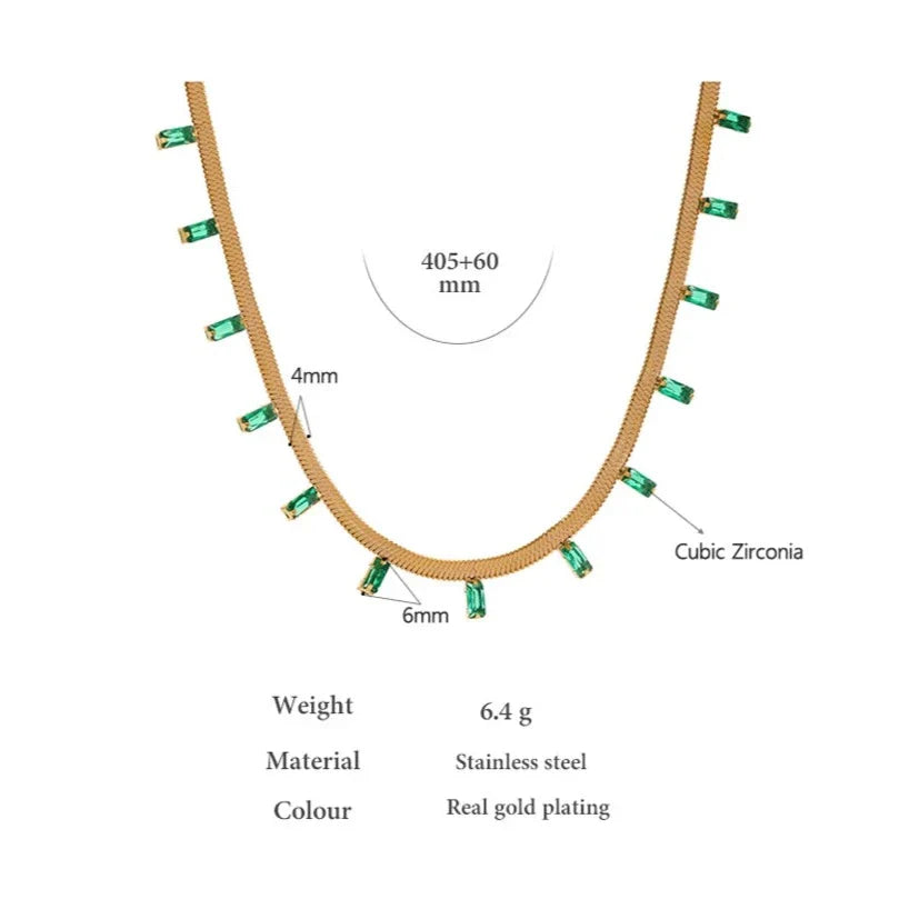 CZ Rhinestone Gold Chain Line Necklace