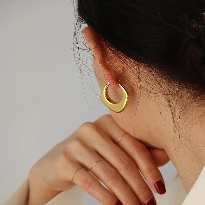 18K Gold Plated Geometric Hoop Earrings