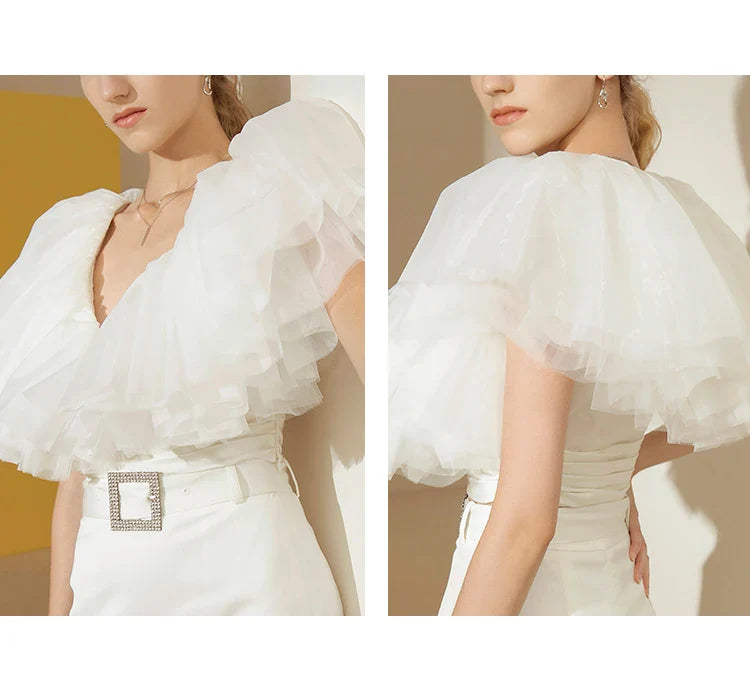 Catriona Ruffle Organza Crop Top