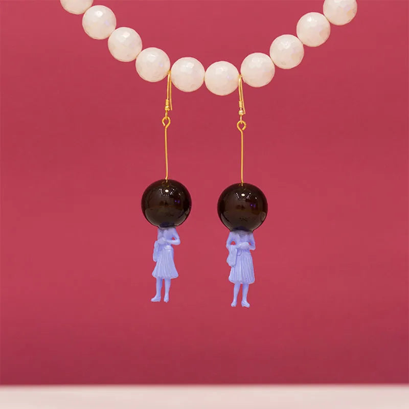 Glass Ball and Lady Drop Earrings
