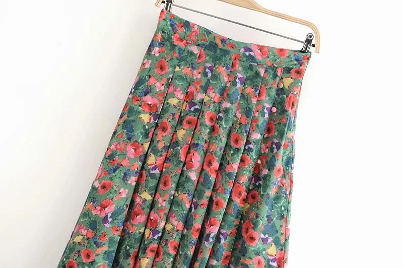 Lila Side Slit Floral Midi Skirts