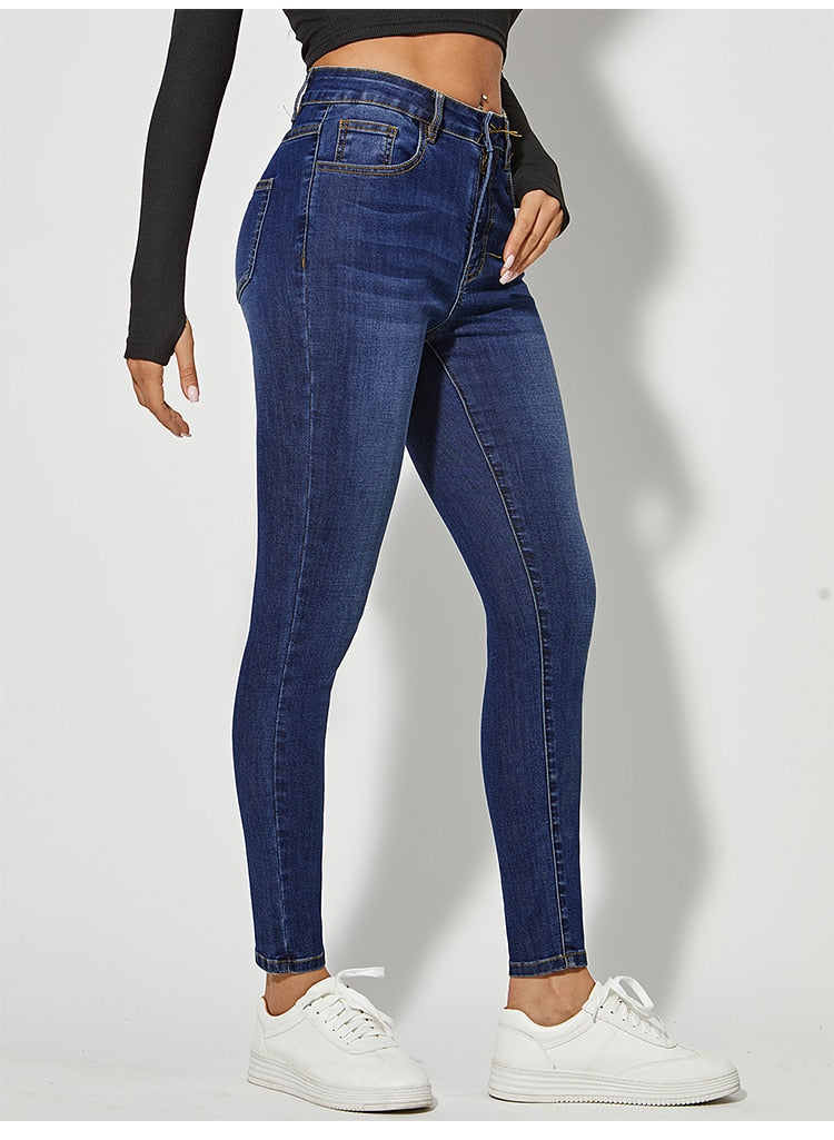 Classic Skinny Jeans High Waist Stretch Jean Fashion Wash Denim Leggings Slim Elastic Pencil Pant
