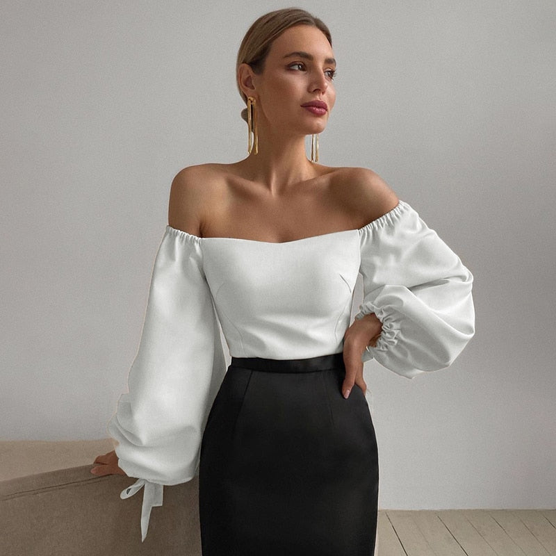 Off Shoulder Lantern Sleeve Top
