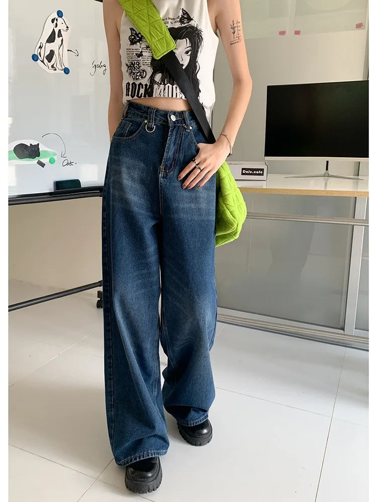 Korean Streetwear Y2K Gyaru Acubi Fashion Baggy Jeans