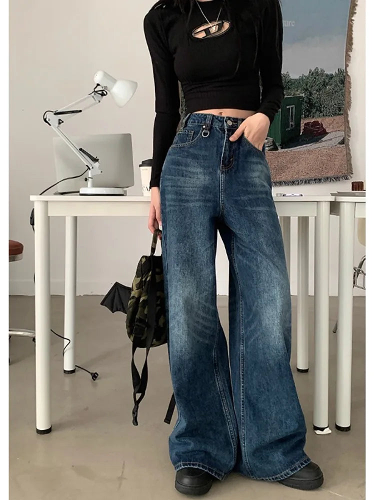Korean Streetwear Y2K Gyaru Acubi Fashion Baggy Jeans