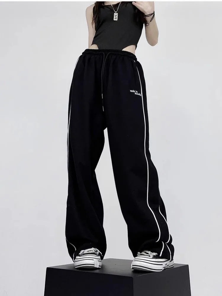 Black Baggy Jogging Sweatpants Y2K Cyber Punk Oversize Pant