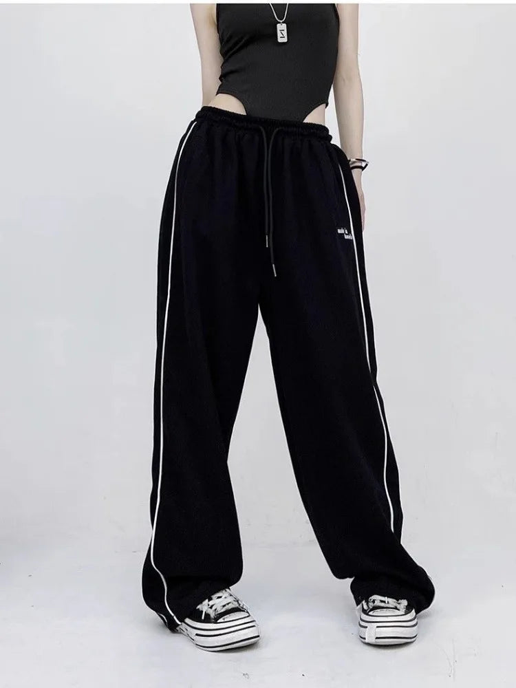 Black Baggy Jogging Sweatpants Y2K Cyber Punk Oversize Pant