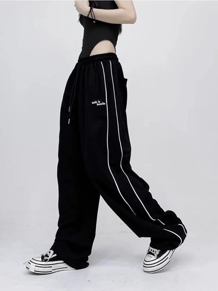 Black Baggy Jogging Sweatpants Y2K Cyber Punk Oversize Pant