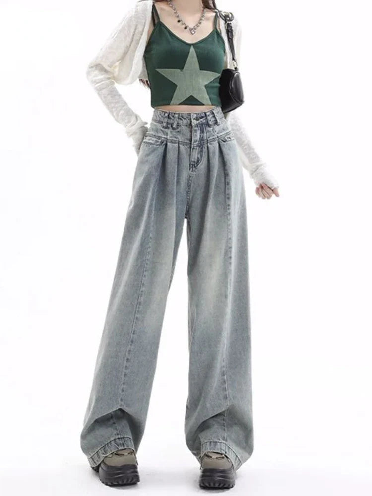 Blue Baggy Y2K Gyaru Oversize Wide Leg Denim Harajuku Pant