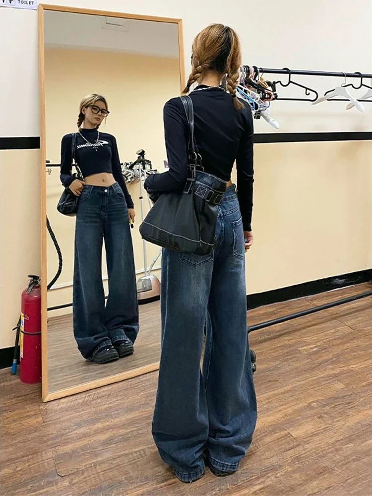 Baggy Korean Style Distressed Wide Leg Denim Harajuku Pant
