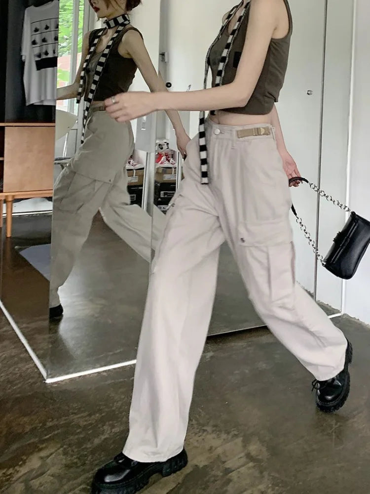 Vintage Y2K Beige Cargo Hip Hop Oversized Baggy American Retro Streetwear Pant