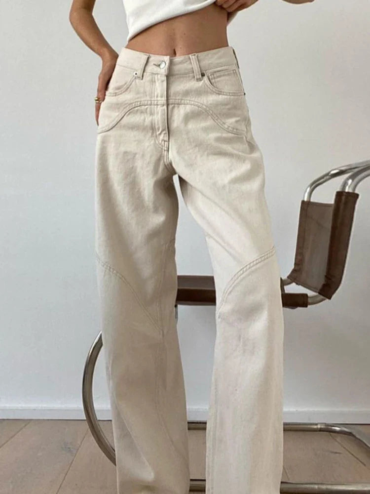 Beige Basic Cargo Y2K Vintage Oversize Loose Pant