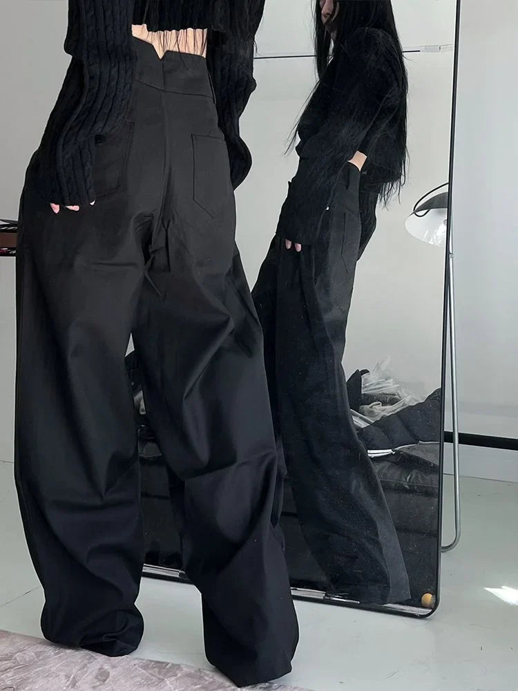 Y2K Cyber Punk Black Cargo Gothic Streetwear Oversize Wide Leg Vintage Pant
