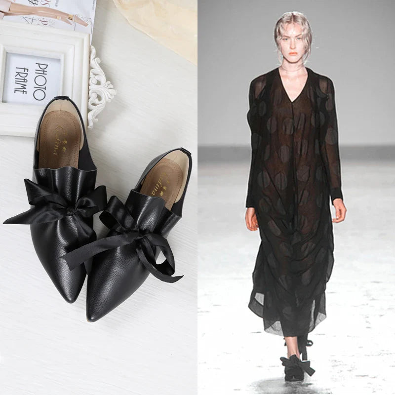 Toledo Ruffle Bow Tie Moccasin Loafers