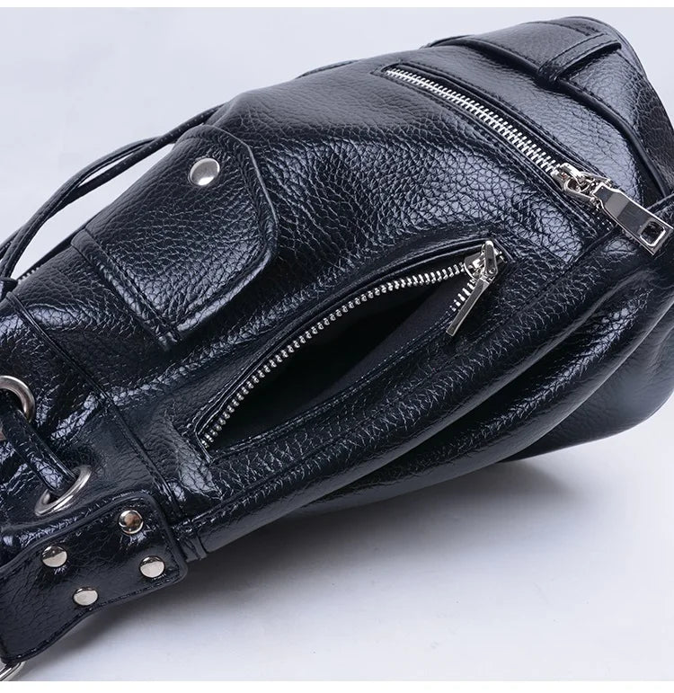 Callie BIker's Jacket Shape Punk Shoulder Bucket Bag