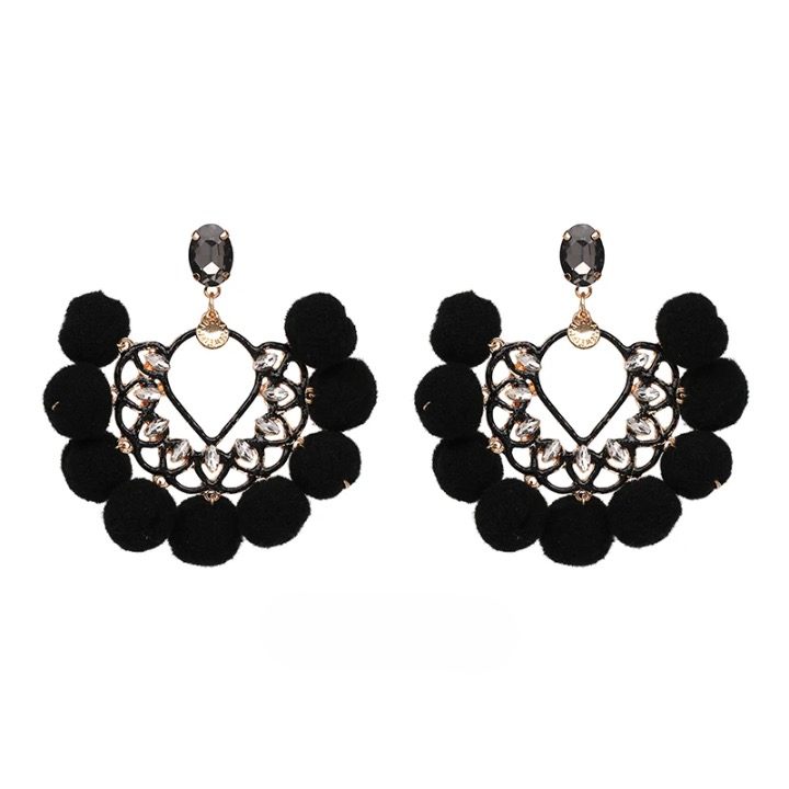 Citrine Pom Pom Fan Bohemian Earrings