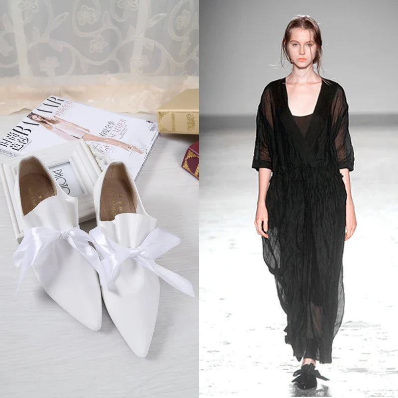 Toledo Ruffle Bow Tie Moccasin Loafers