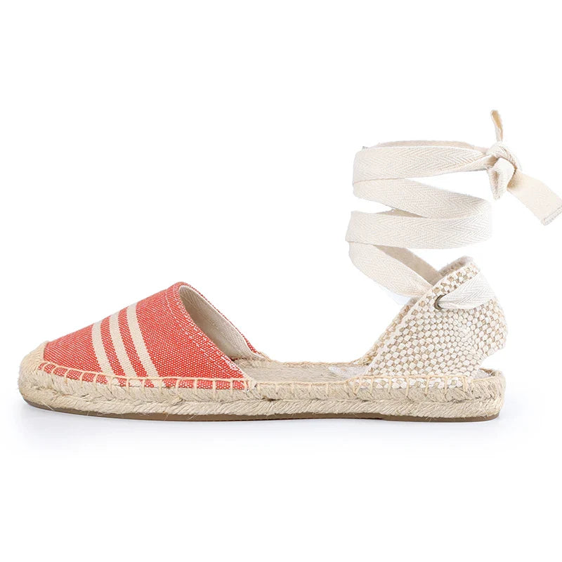Brielle Casual Pattern Lace-Up Espadrille Sandals