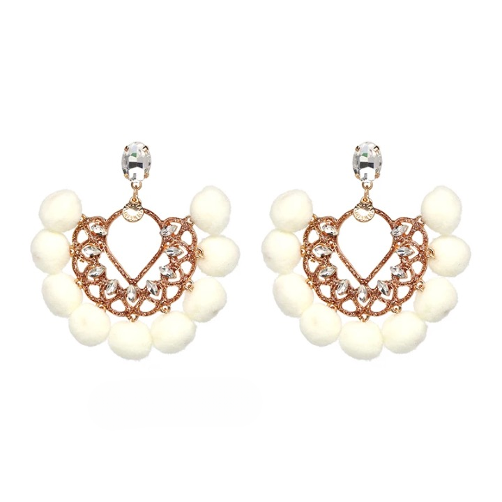 Citrine Pom Pom Fan Bohemian Earrings