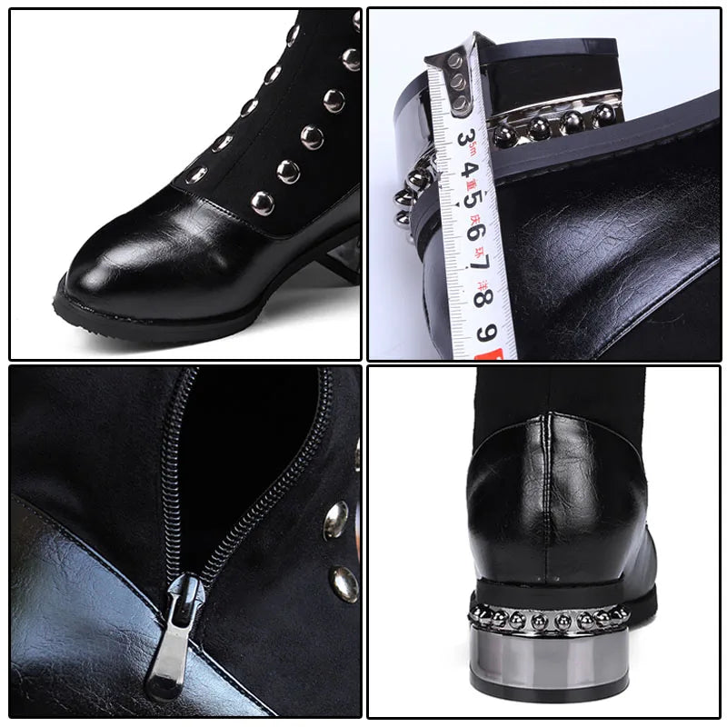 Senga Punk Rivet Knee High Victorian Boots