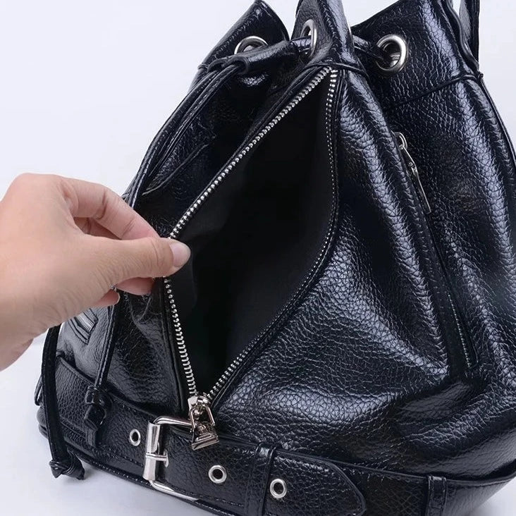 Callie BIker's Jacket Shape Punk Shoulder Bucket Bag