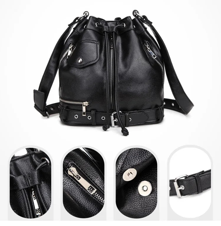 Callie BIker's Jacket Shape Punk Shoulder Bucket Bag