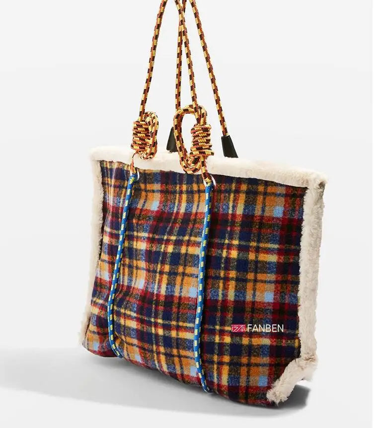 Nesma Ropework Jumbo Felt Tartan Totes