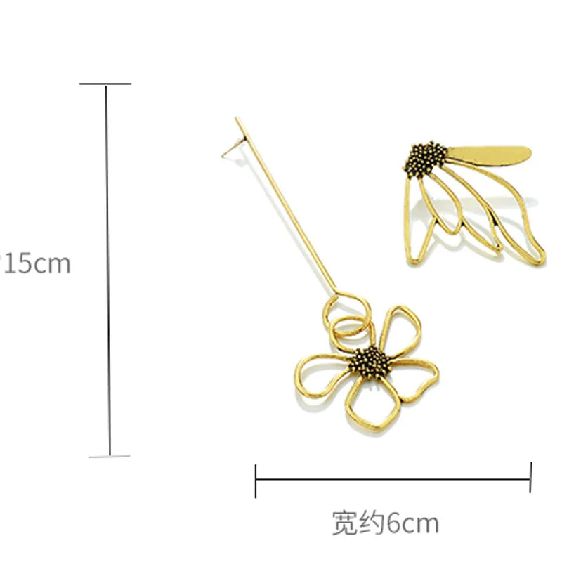 Owen Asymmetric Flower Drop Earrings